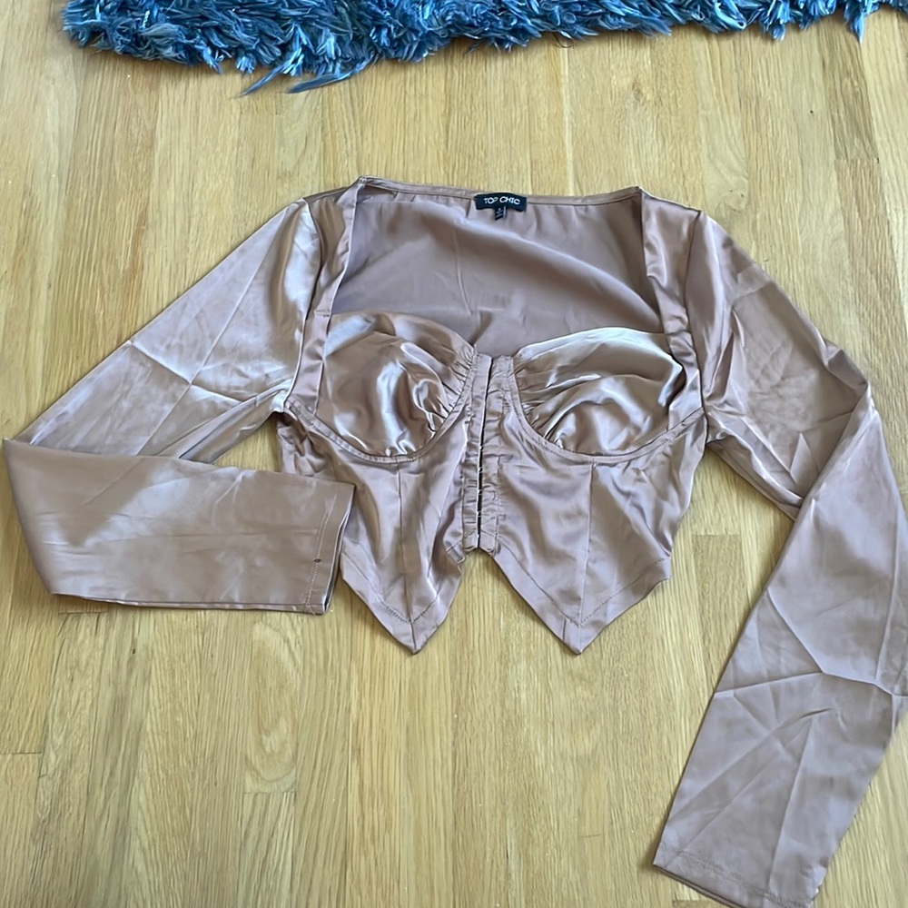 top chic brown long sleeve button up